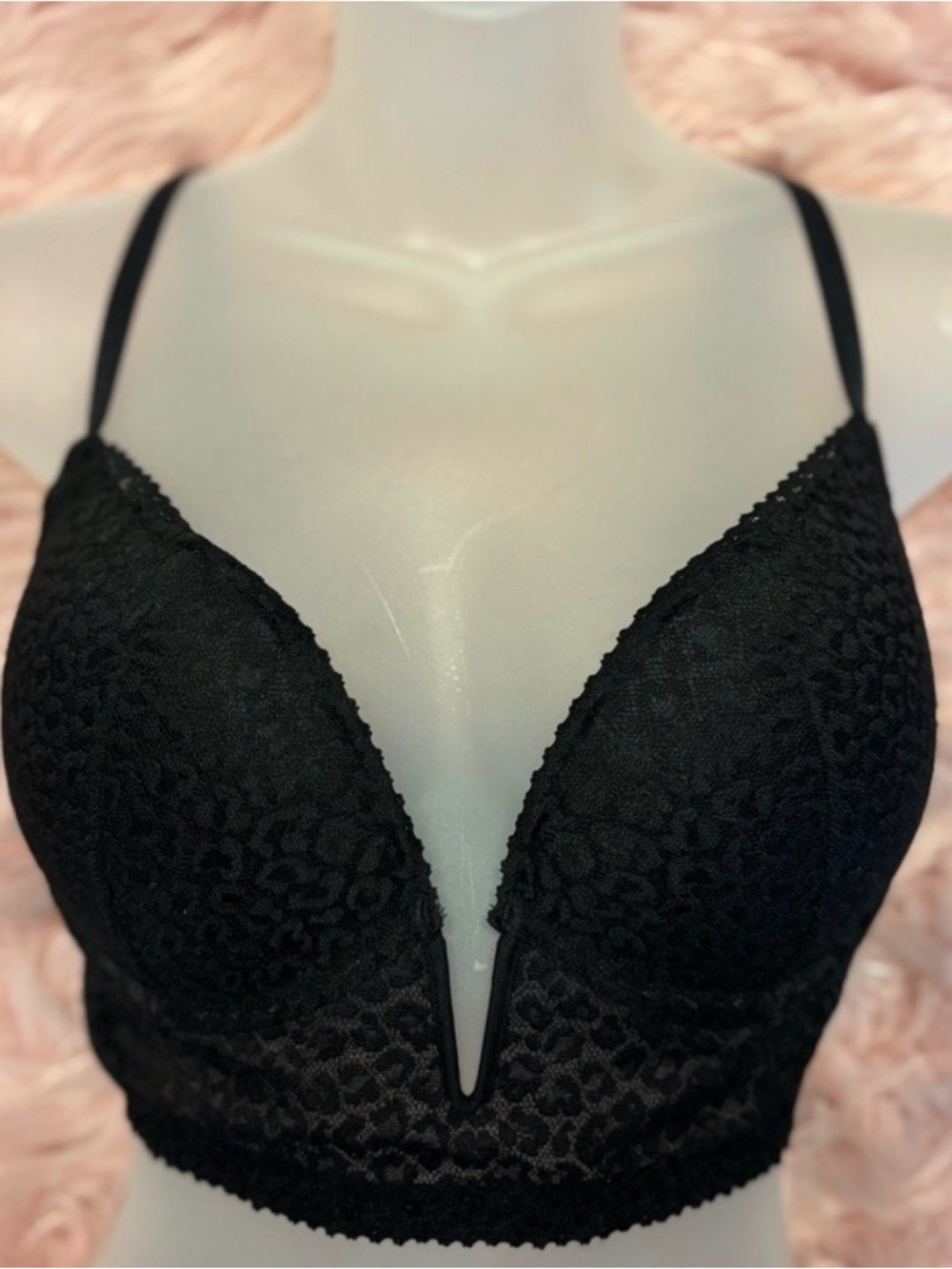 H&M Black Lace V-Plunge Bralette with Longline Band